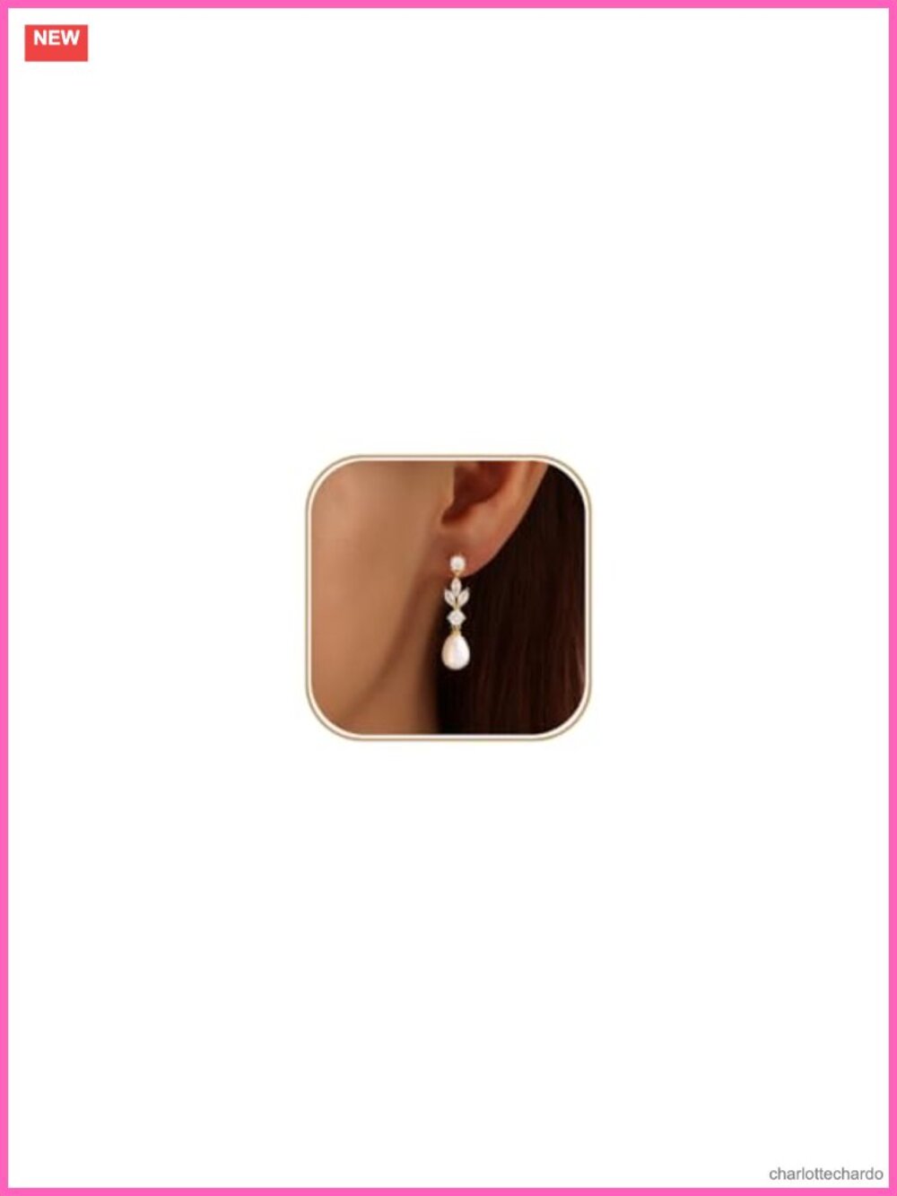 14k Gold Plated Pearl Drop Earrings with Cubic Zirconia, Hypoallergenic Wedding